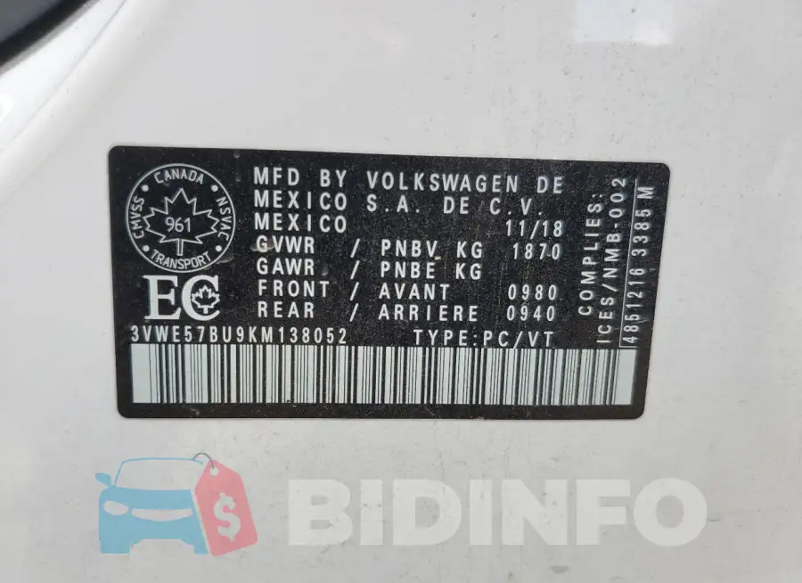 3VWE57BU9KM138052 Photo# 13