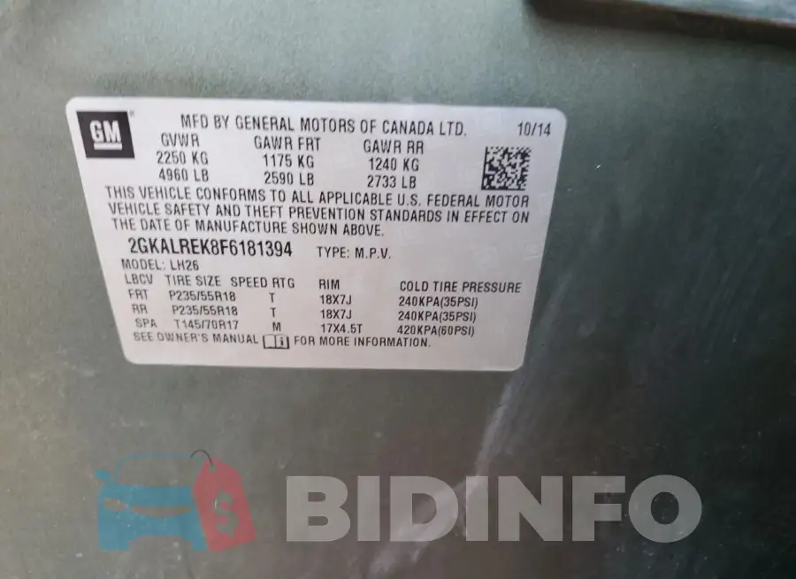 2GKALREK8F6181394 Photo# 13