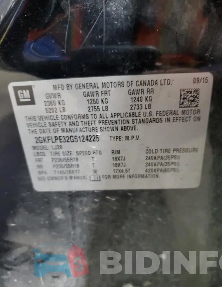 2GKFLPE32G6124225 Photo# 13