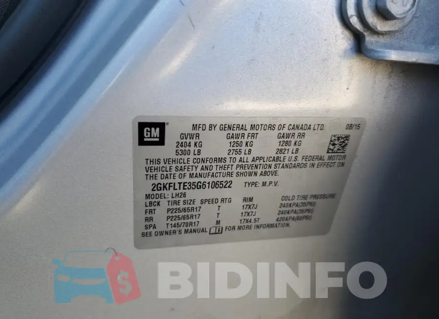 2GKFLTE35G6106522 Photo# 13
