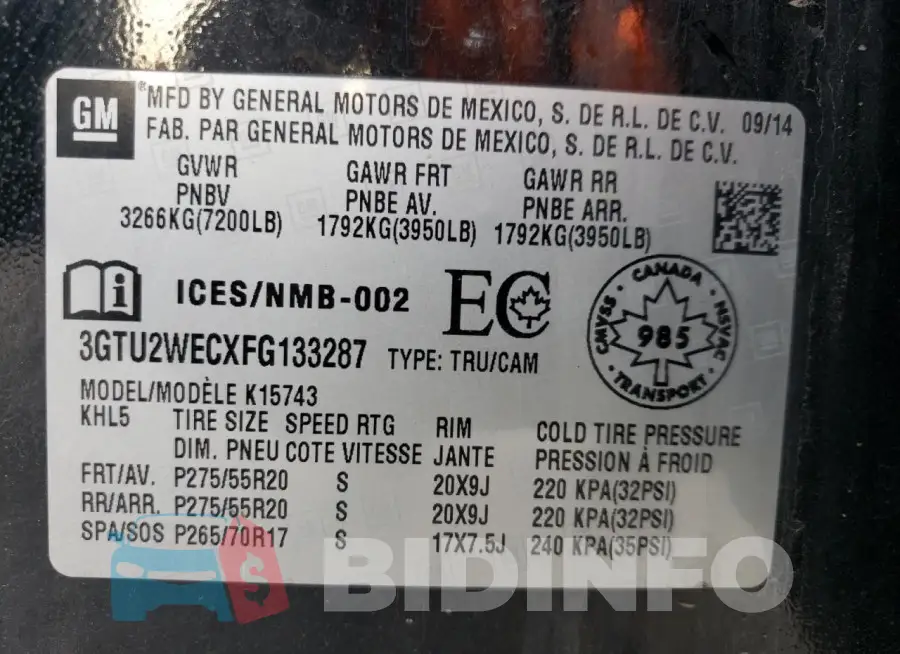 3GTU2WECXFG133287 Photo# 12