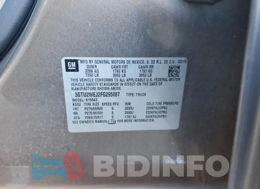 3GTU2WEJ2FG295087 Photo# 12