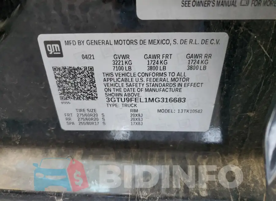 3GTU9FEL1MG316683 Photo# 12