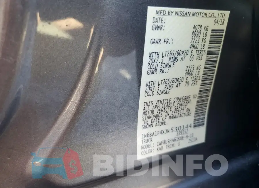 1N6BA1F4XJN530144 Photo# 13