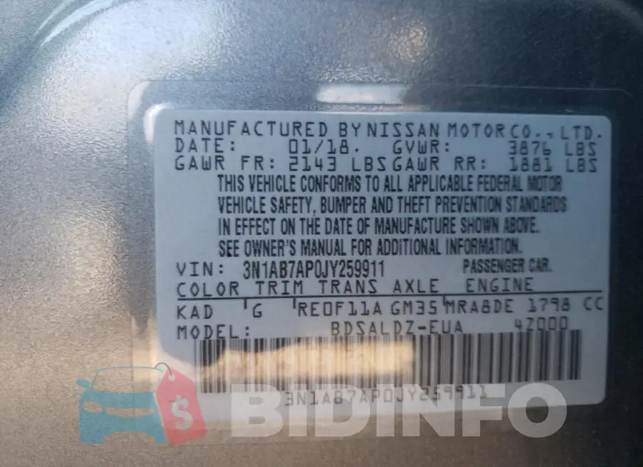 3N1AB7AP0JY259911 Photo# 12