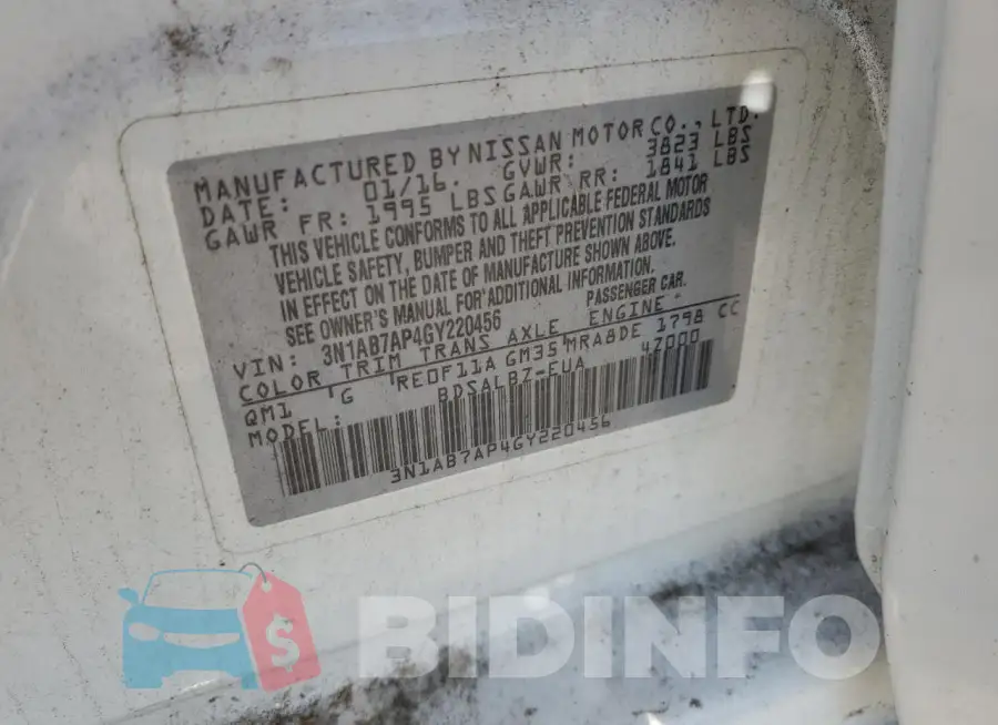 3N1AB7AP4GY220456 Photo# 12