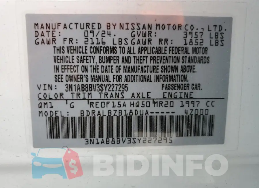 3N1AB8BV3SY227295 Photo# 13
