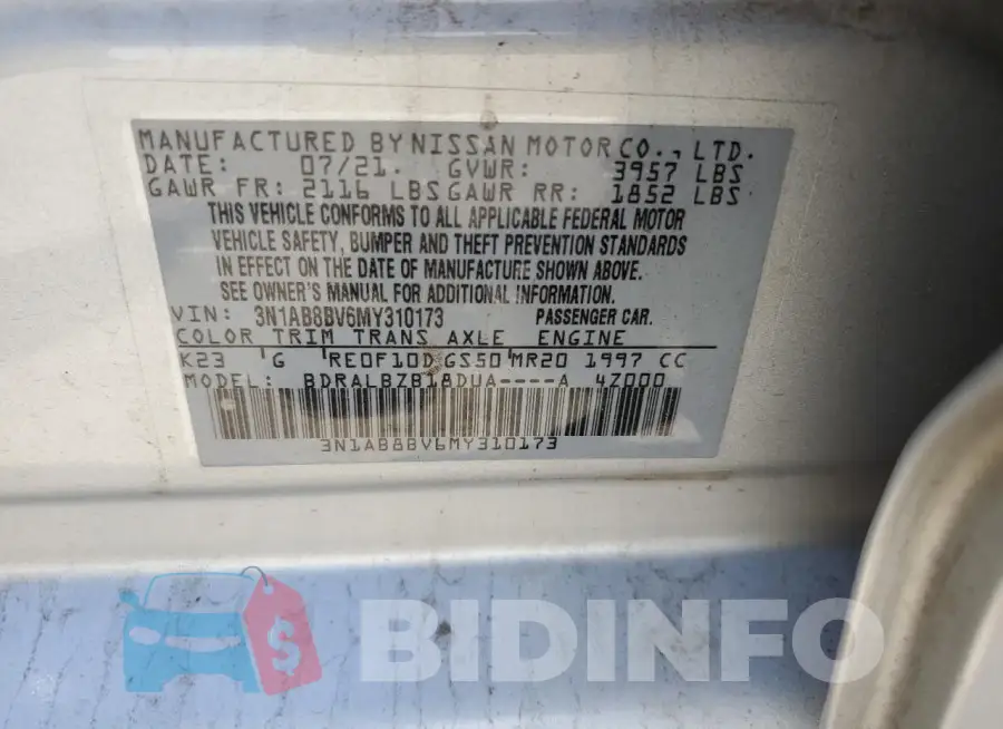 3N1AB8BV6MY310173 Photo# 12