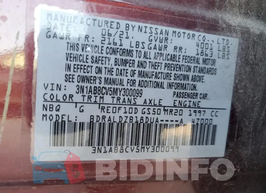 3N1AB8CV5MY300099 Photo# 12