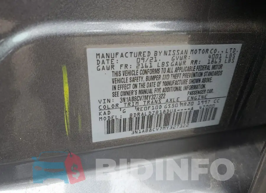 3N1AB8CV7MY327322 Photo# 13