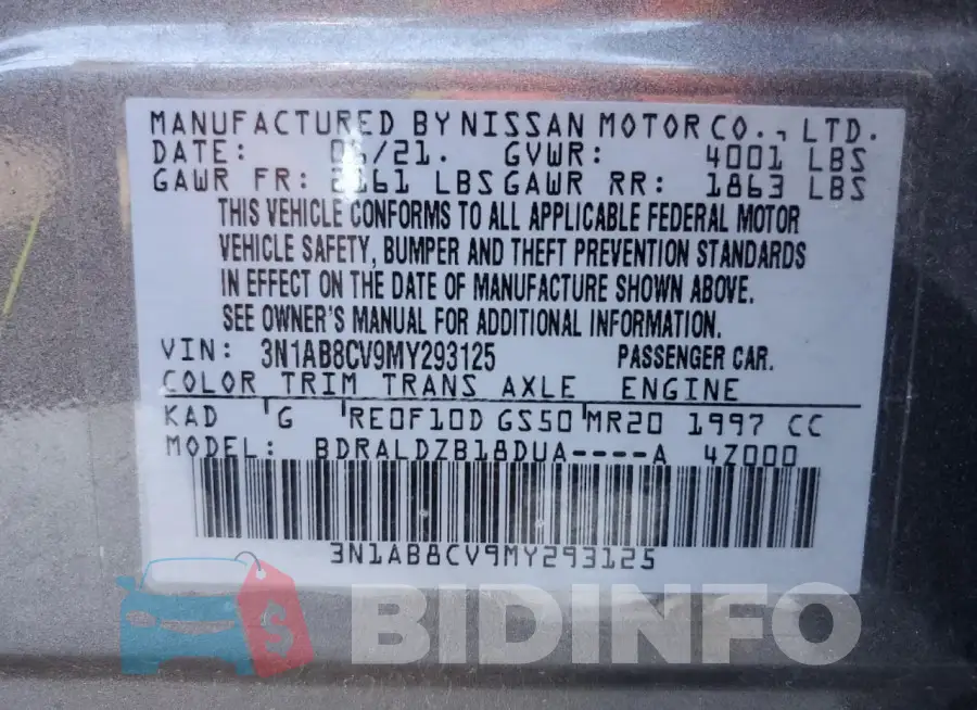 3N1AB8CV9MY293125 Photo# 13