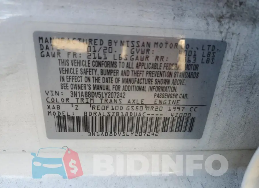 3N1AB8DV5LY207242 Photo# 12