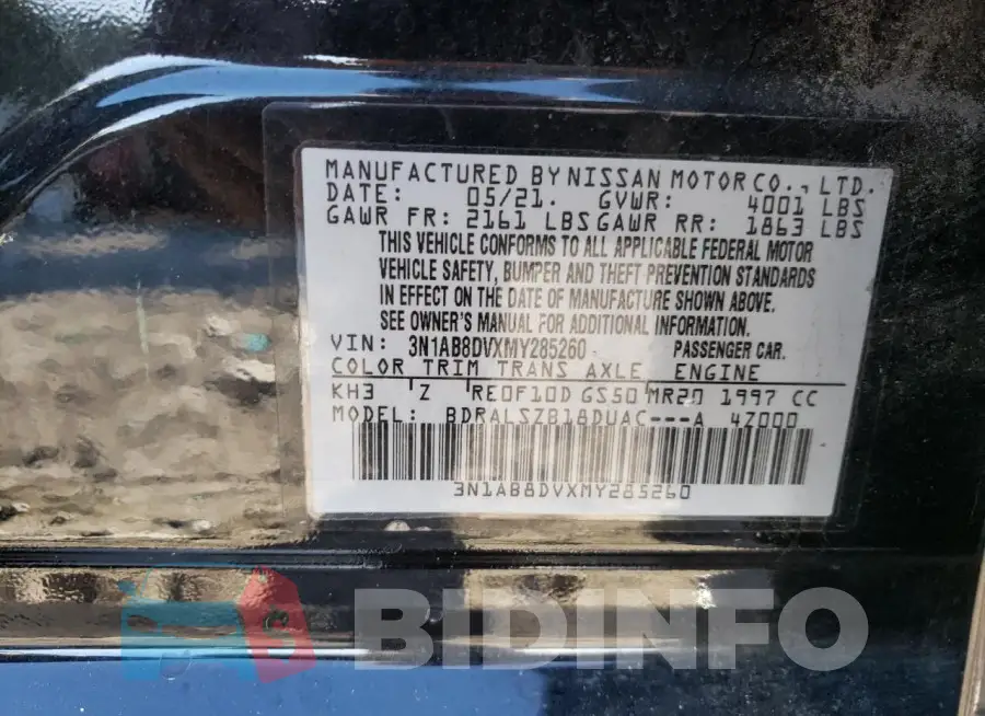 3N1AB8DVXMY285260 Photo# 12
