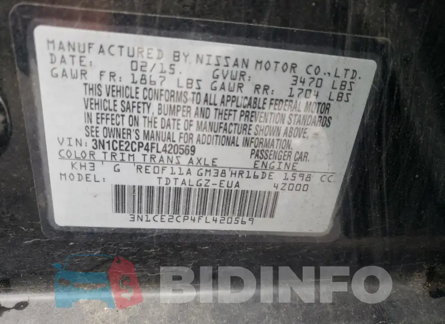 3N1CE2CP4FL420569 Photo# 12
