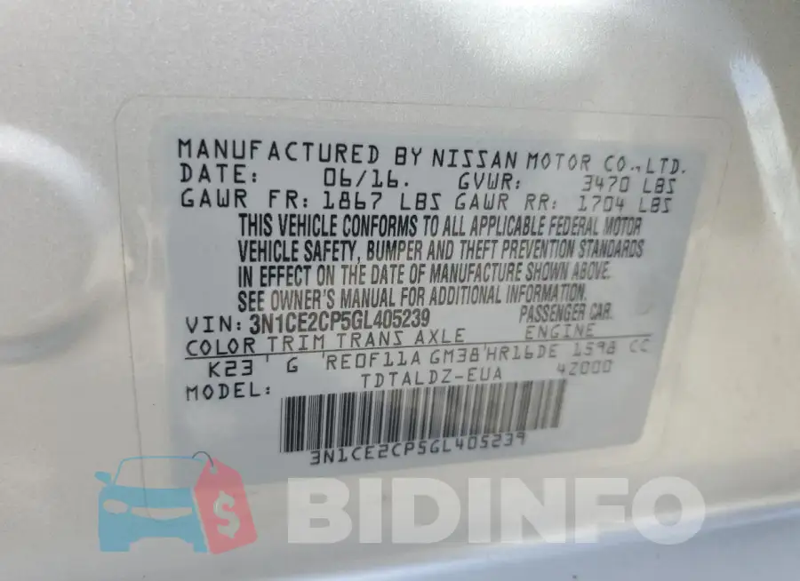 3N1CE2CP5GL405239 Photo# 12
