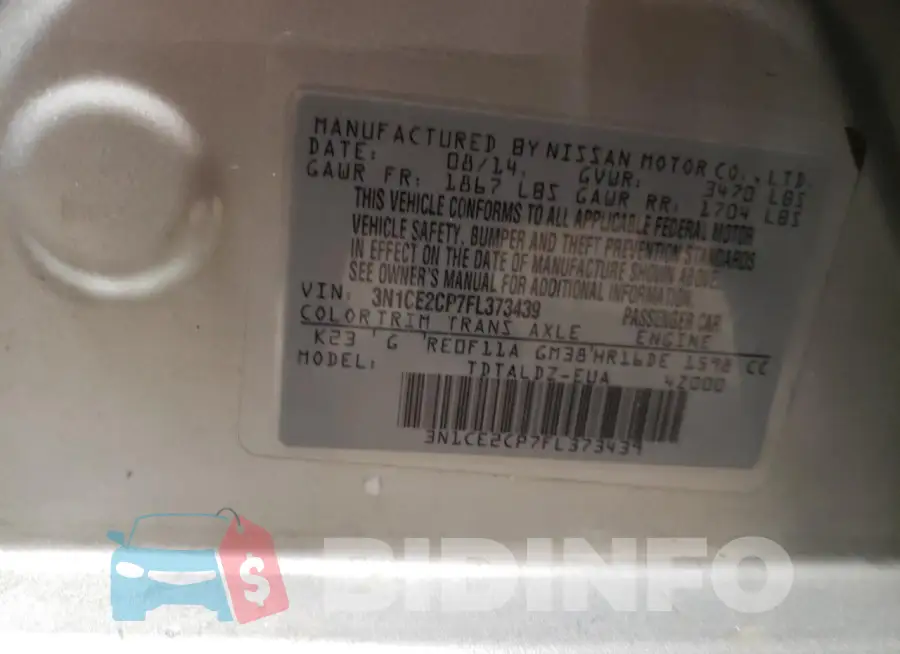 3N1CE2CP7FL373439 Photo# 12