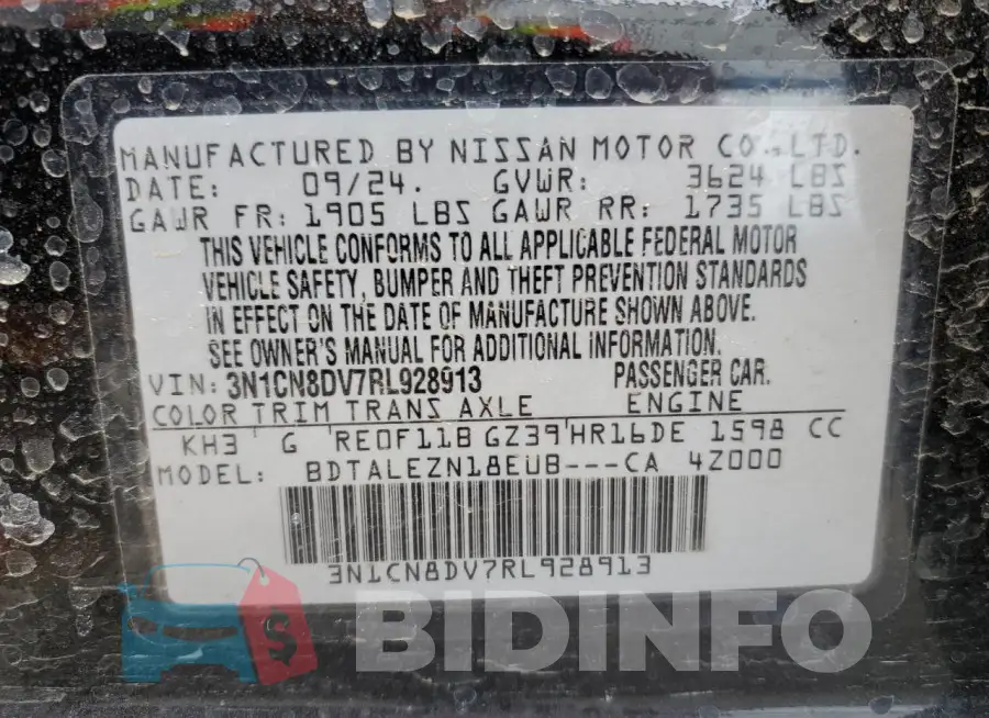 3N1CN8DV7RL928913 Photo# 12