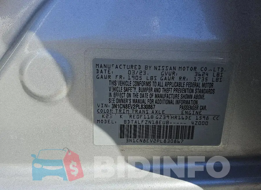 3N1CN8EV2PL830867 Photo# 12