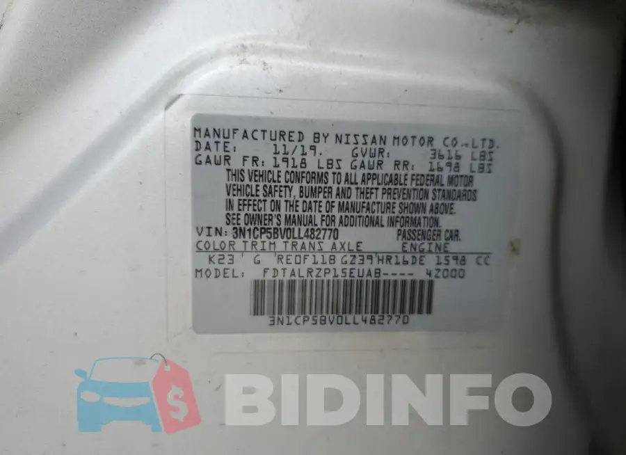 3N1CP5BV0LL482770 Photo# 14