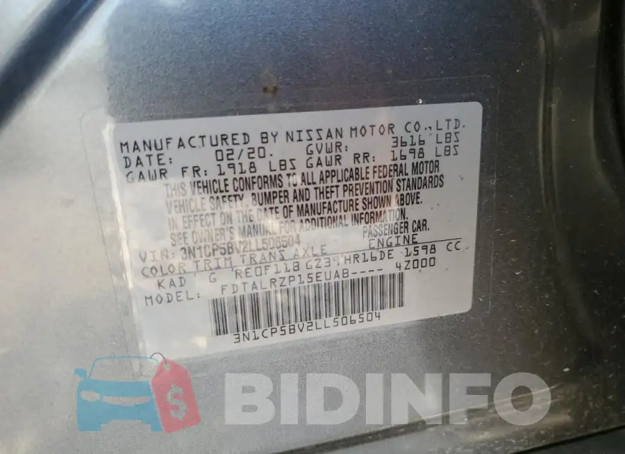 3N1CP5BV2LL506504 Photo# 13
