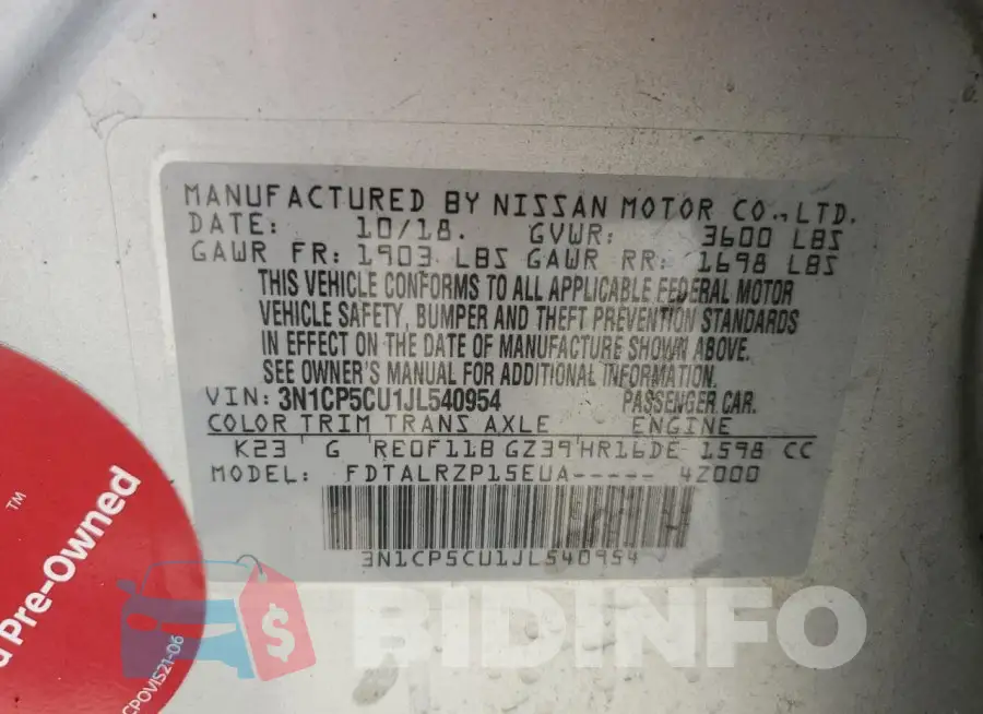 3N1CP5CU1JL540954 Photo# 13