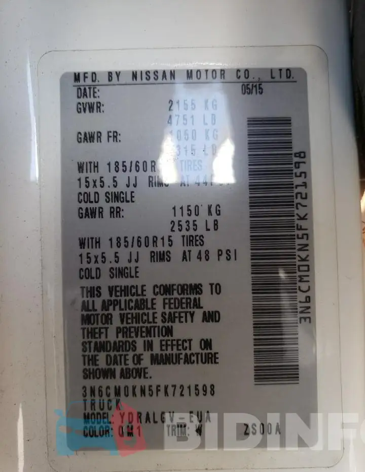 3N6CM0KN5FK721598 Photo# 14