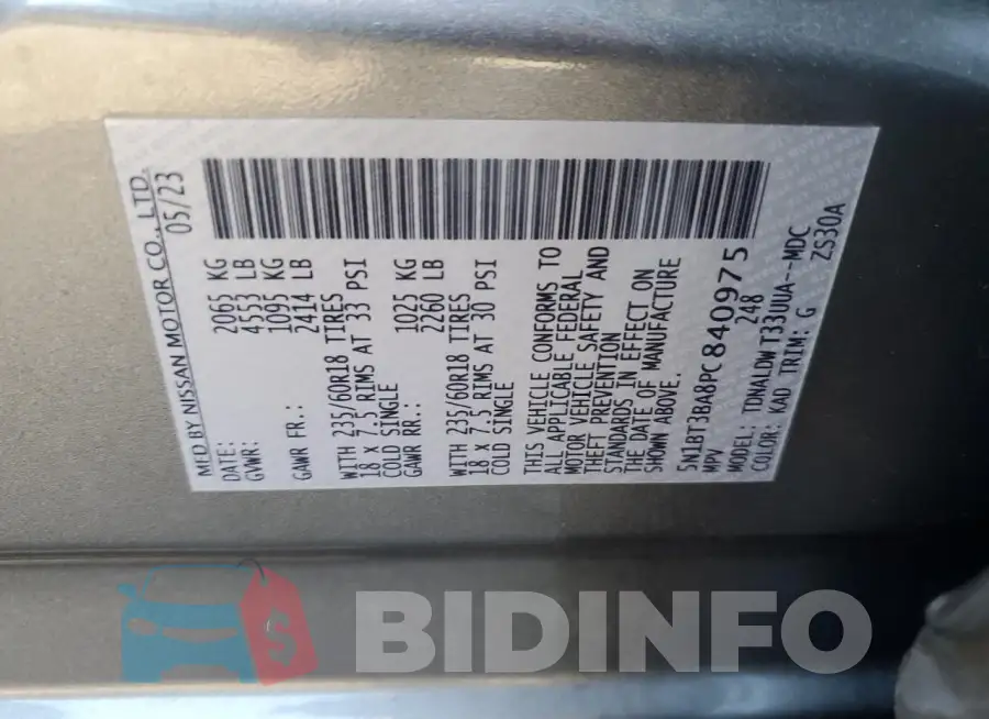 5N1BT3BA8PC840975 Photo# 13