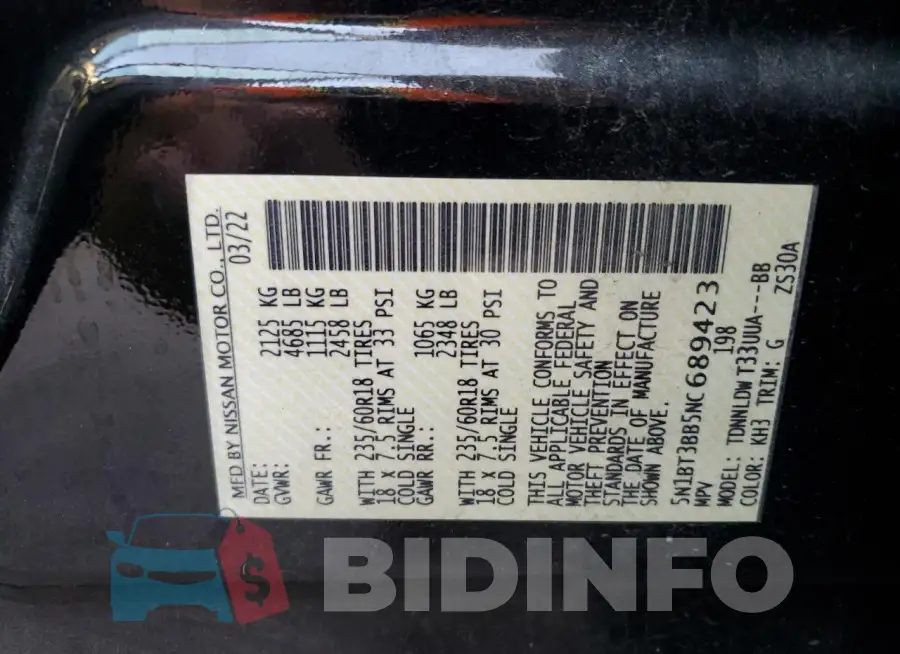 5N1BT3BB5NC689423 Photo# 13
