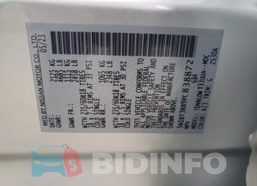 5N1BT3BB9PC838872 Photo# 13