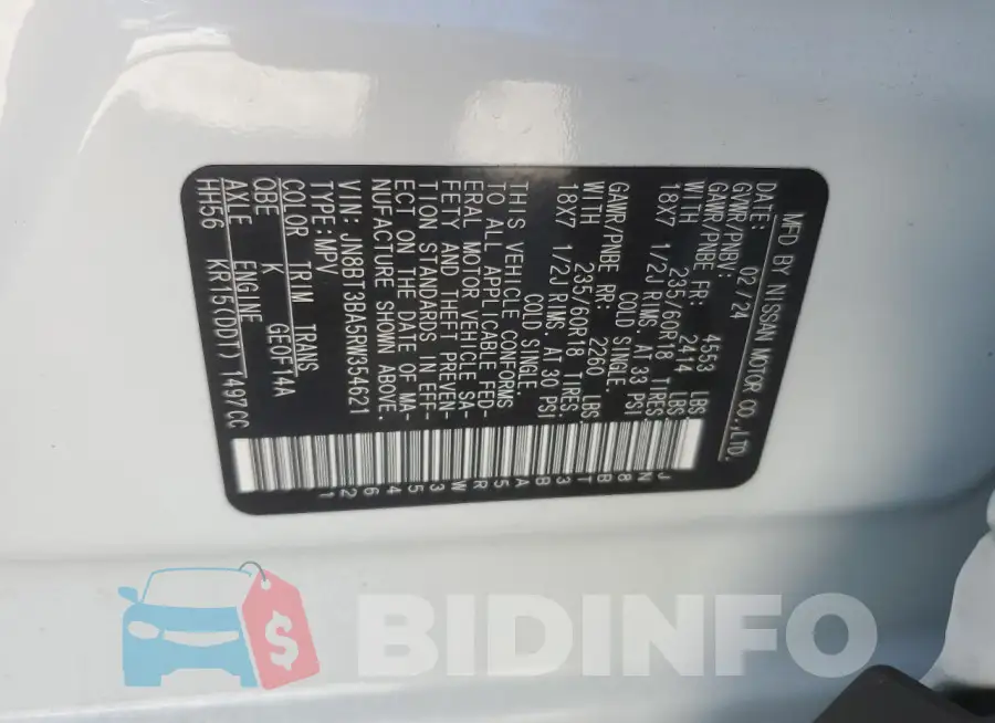 JN8BT3BA5RW354621 Photo# 13