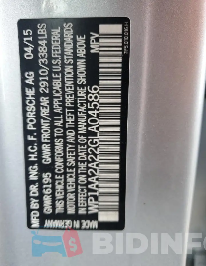 WP1AA2A22GLA04586 Photo# 12
