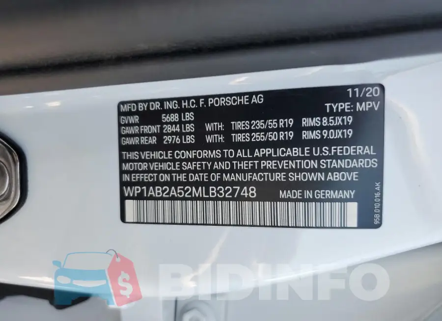 WP1AB2A52MLB32748 Photo# 12