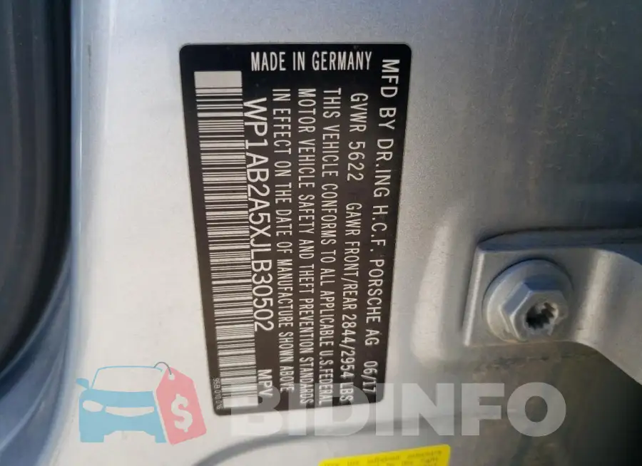 WP1AB2A5XJLB30502 Photo# 13