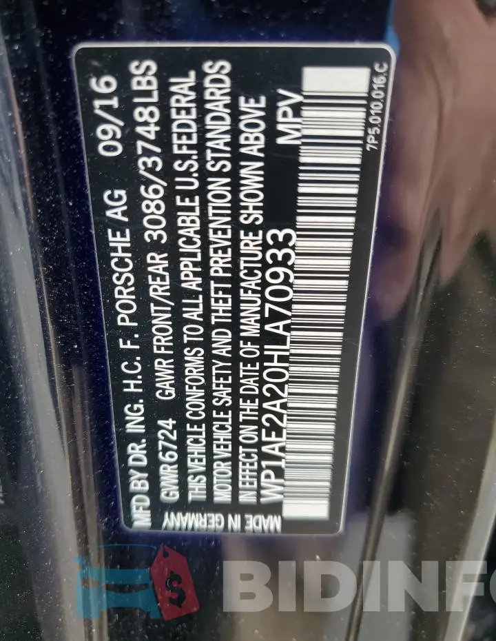 WP1AE2A20HLA70933 Photo# 13