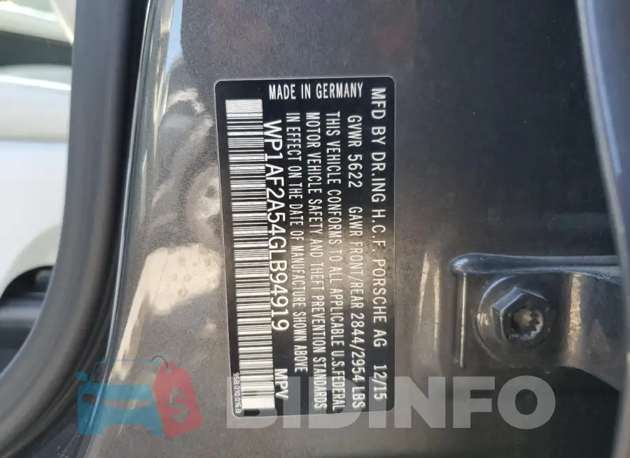WP1AF2A54GLB94919 Photo# 13