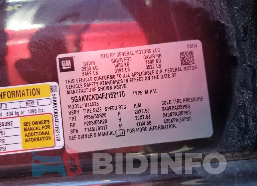 5GAKVCKD4FJ152170 Photo# 13