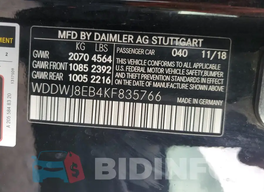 WDDWJ8EB4KF835766 Photo# 12