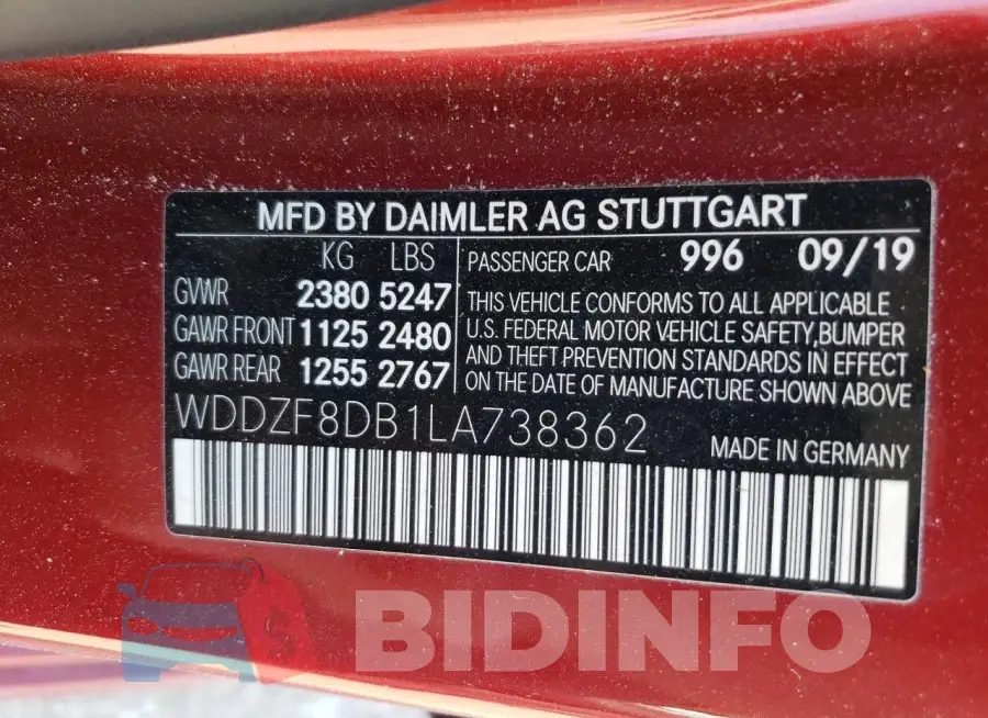 WDDZF8DB1LA738362 Photo# 12