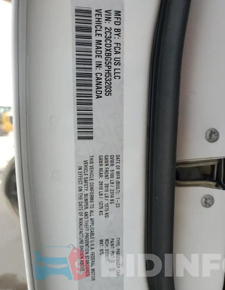 2C3CDXBG5PH532035 Photo# 12
