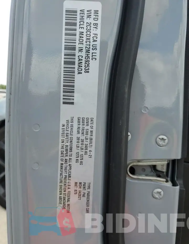 2C3CDXCT2MH592538 Photo# 13