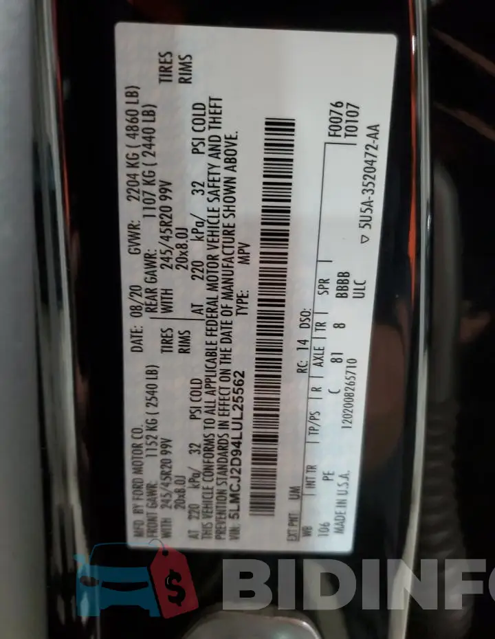 5LMCJ2D94LUL25562 Photo# 13