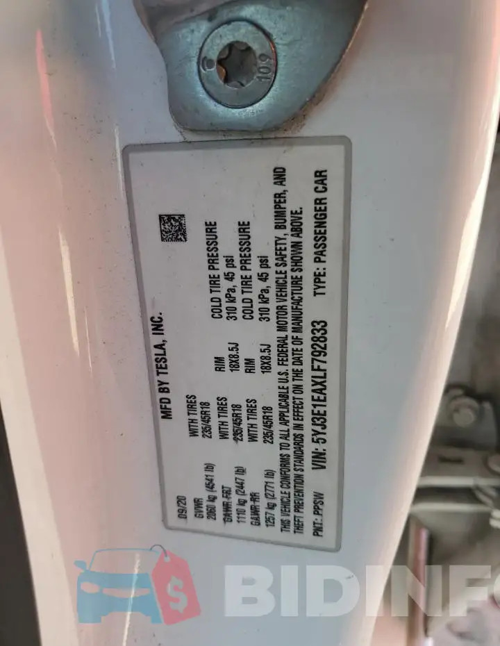 5YJ3E1EAXLF792833 Photo# 12