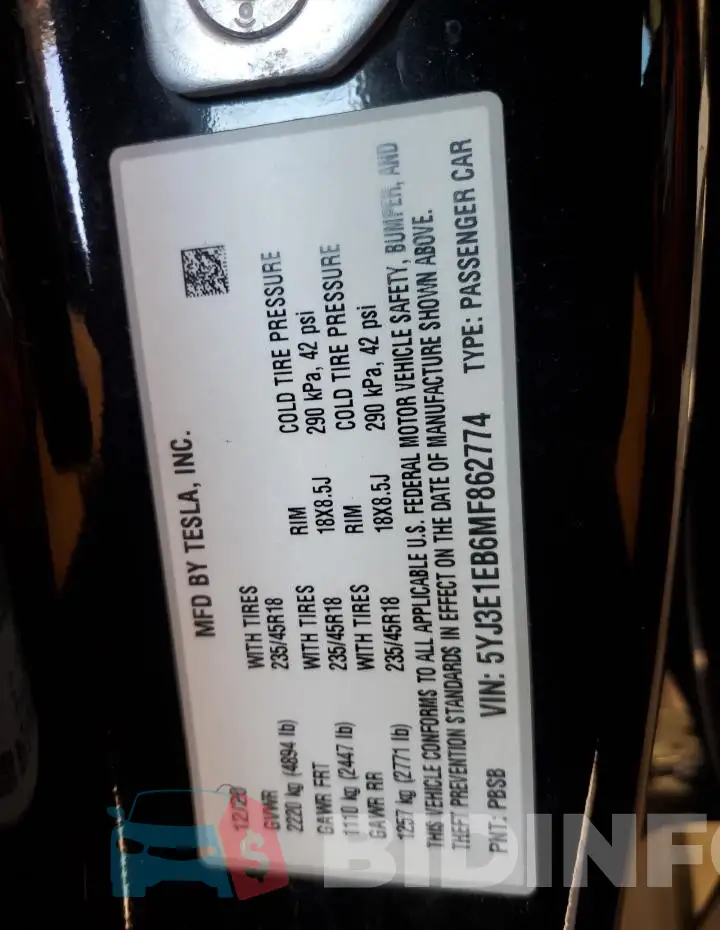 5YJ3E1EB6MF862774 Photo# 13