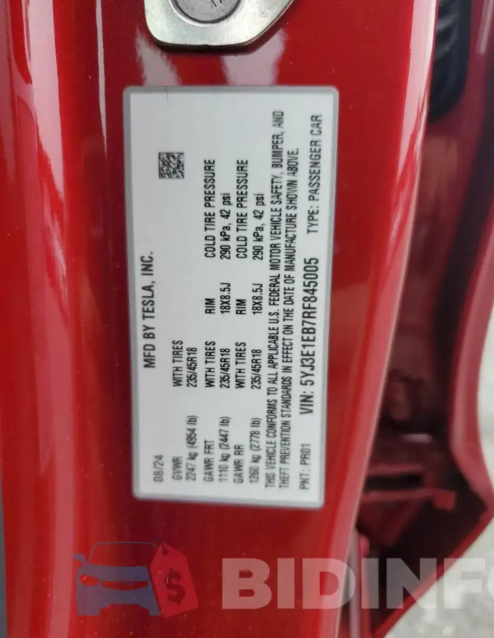 5YJ3E1EB7RF845005 Photo# 12