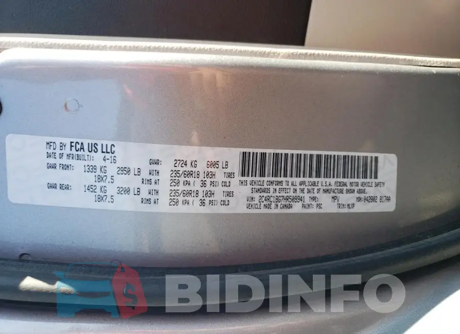 2C4RC1BG7HR509941 Photo# 13