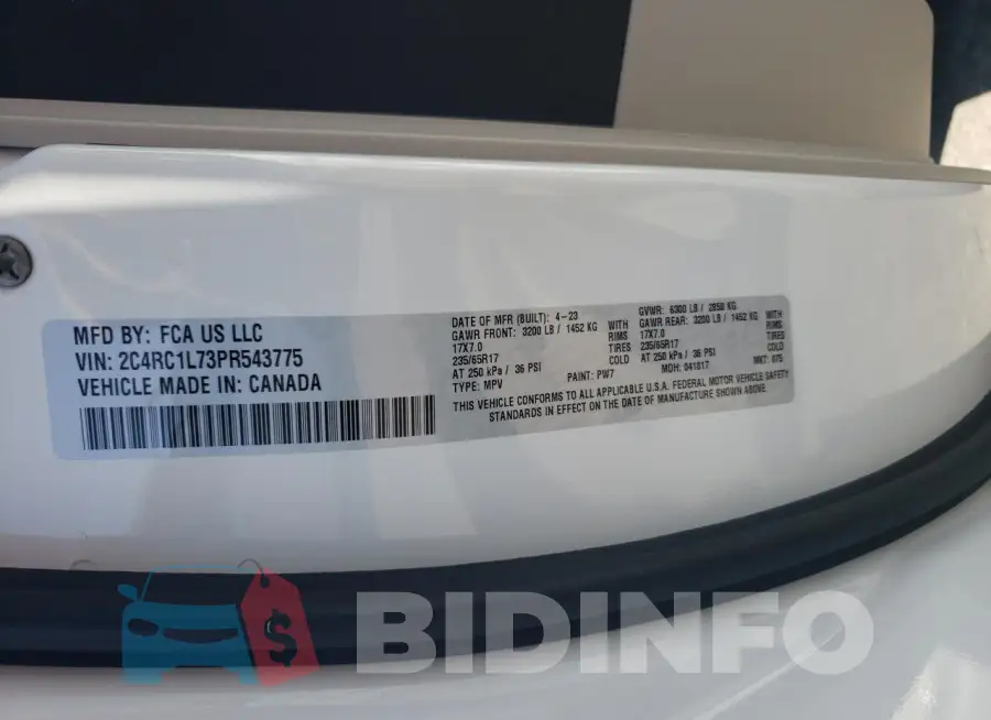 2C4RC1L73PR543775 Photo# 12