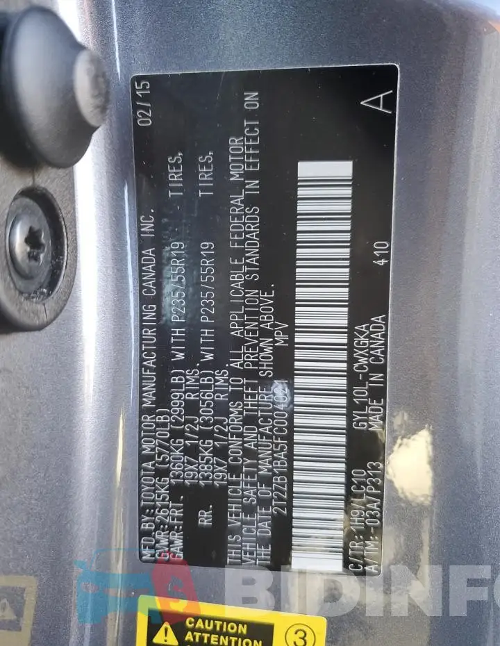 2T2ZB1BA5FC004021 Photo# 13