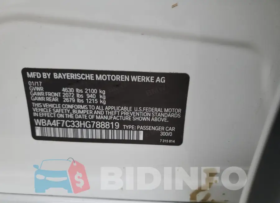WBA4F7C33HG788819 Photo# 12