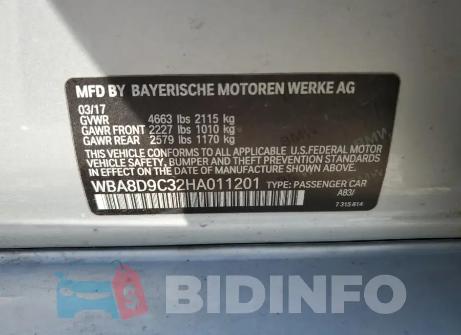 WBA8D9C32HA011201 Photo# 12