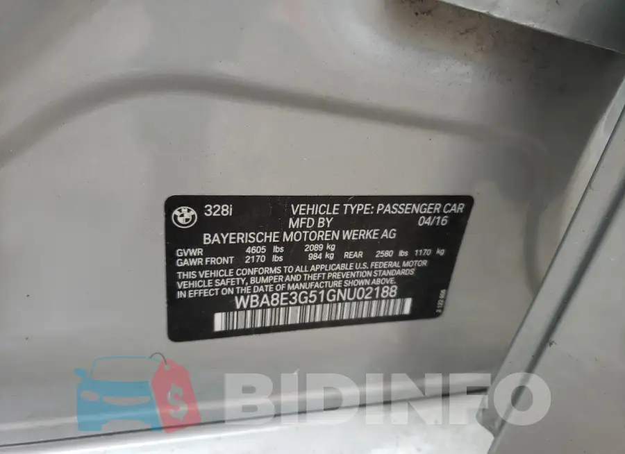 WBA8E3G51GNU02188 Photo# 13